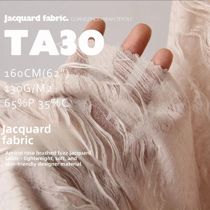 Rose Brushed Texture Knit Soft Jacquard Fabric for Cotton Light Thin Dress Knitwear Cloth Diy By The Meter Sewing Material