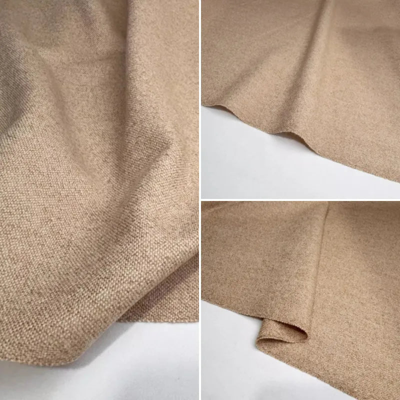 L100cm X W145cm Tweed Fabric Home Handmade Wheat Beige Herringbone Jacquard 100%Wool Womens Vintage Fall Winter Fashion Textile